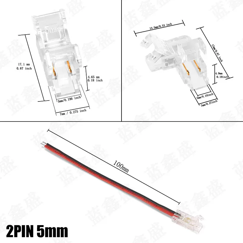 COB灯带迷你水晶扣透明接头灯槽内配件LED免焊无缝连接器水晶透明