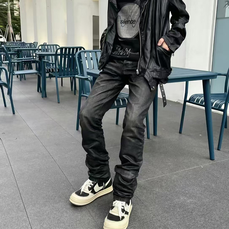 Other DH03 Claw Mark Jeans Slim Waxed Black
