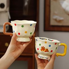 高品質で可愛いセラミック製の大容量マグカップ、スプーン付き、コーヒー、牛乳、朝食、家庭用、飲料水用