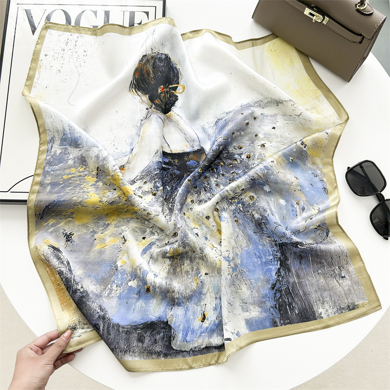 白黒の幾何学のストライプの韓国版の百合のシルクのスカーフの桑のシルクのスカーフの女性の春夏のファッションの薄いタイプのスカーフの贈り物