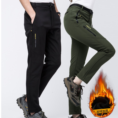 Autumn and winter outdoor soft-shell assault pants plus velvet warm sports trousers waterproof and windproof men's and women's hiking pants trendy