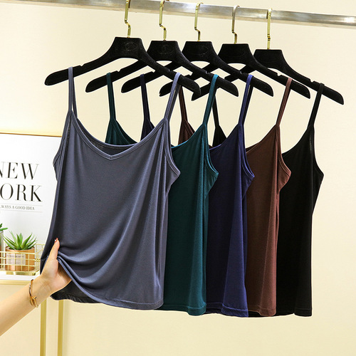  New Outerwear Modal Camisole Tank Top for Plus-Size Women, Summer Thin Version, V-Neck, Sleeveless, Underwear-Like Top