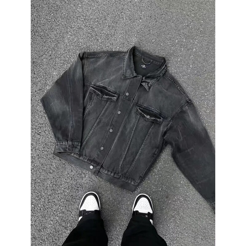 American High Street Multi-Line Design Denim Jacket for Men and Women 2025 Spring, Autumn and Winter New Loose Distressed Couple Jacket American High Street Multi-Line Design Denim Jacket for Men and Women 2025 Spring, Autumn and Winter New Loose Distressed Couple Jacket