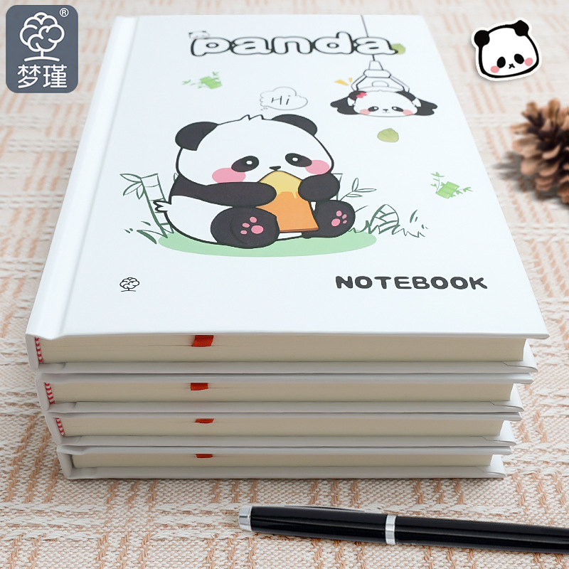 Todos los lindos cuadernos de carcasa dura Panda A5 de alto valor para estudiantes con líneas horizontales, cuadernos, diarios, libros de mano