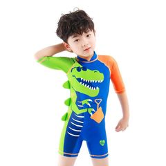 Children's one-piece swimsuit, Bubbleboy 2-8 year old boy cartoon swimming cap, baby boy wetsuit for small and medium-sized children