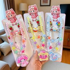 子供用アクセサリー漫画発光ネックレスかわいい王女クロミビーズブレスレットリング耳クリップジュエリーセット