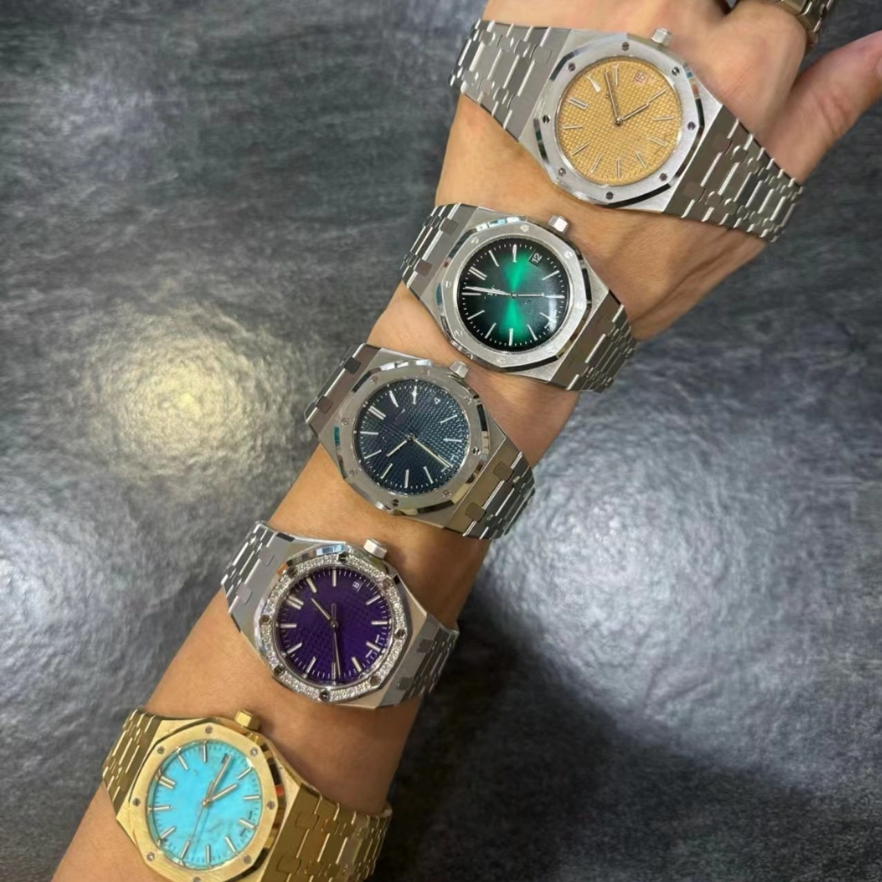 Patek Nautilus 5711 Watch with Diamond Ring Stainless Steel Strap Fully Automatic Mechanical Men's Watch Cross-Border Foreign Trade Dropshipping