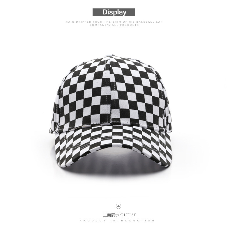 Nuevo sombrero a cuadros negro y blanco sombrero de béisbol de mujer moda coreana versátil sombrero de lengua casual sombrero de sombrero de verano para hombres