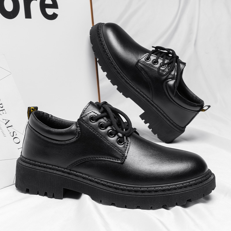 Versatile Black Leather Men's Martin Boots For Work And Business_voghion.com