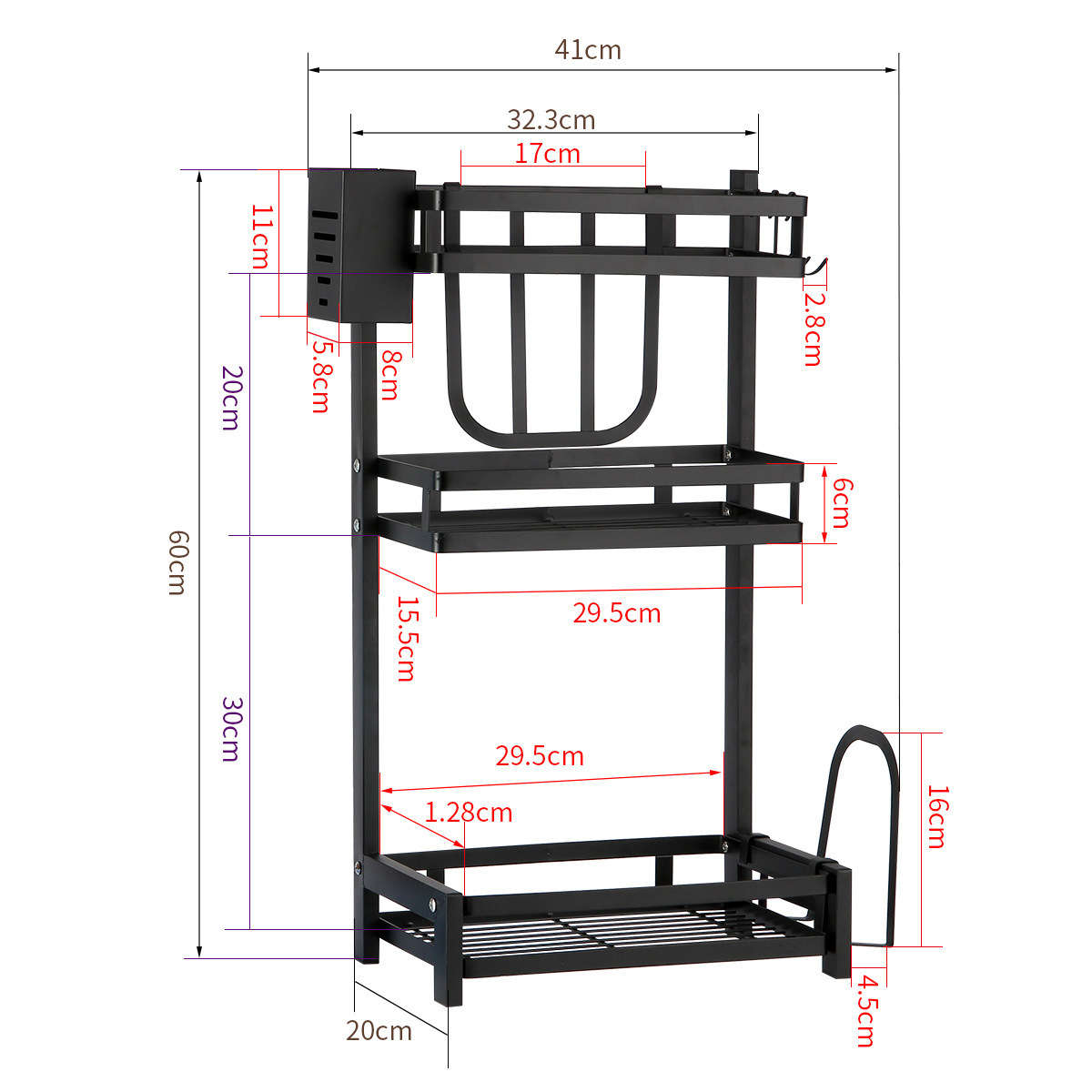 Ou runzhe condimento de almacenamiento de cocina estante de acero inoxidable condimento multifuncional tabla de cortar vajilla estante de almacenamiento de múltiples capas