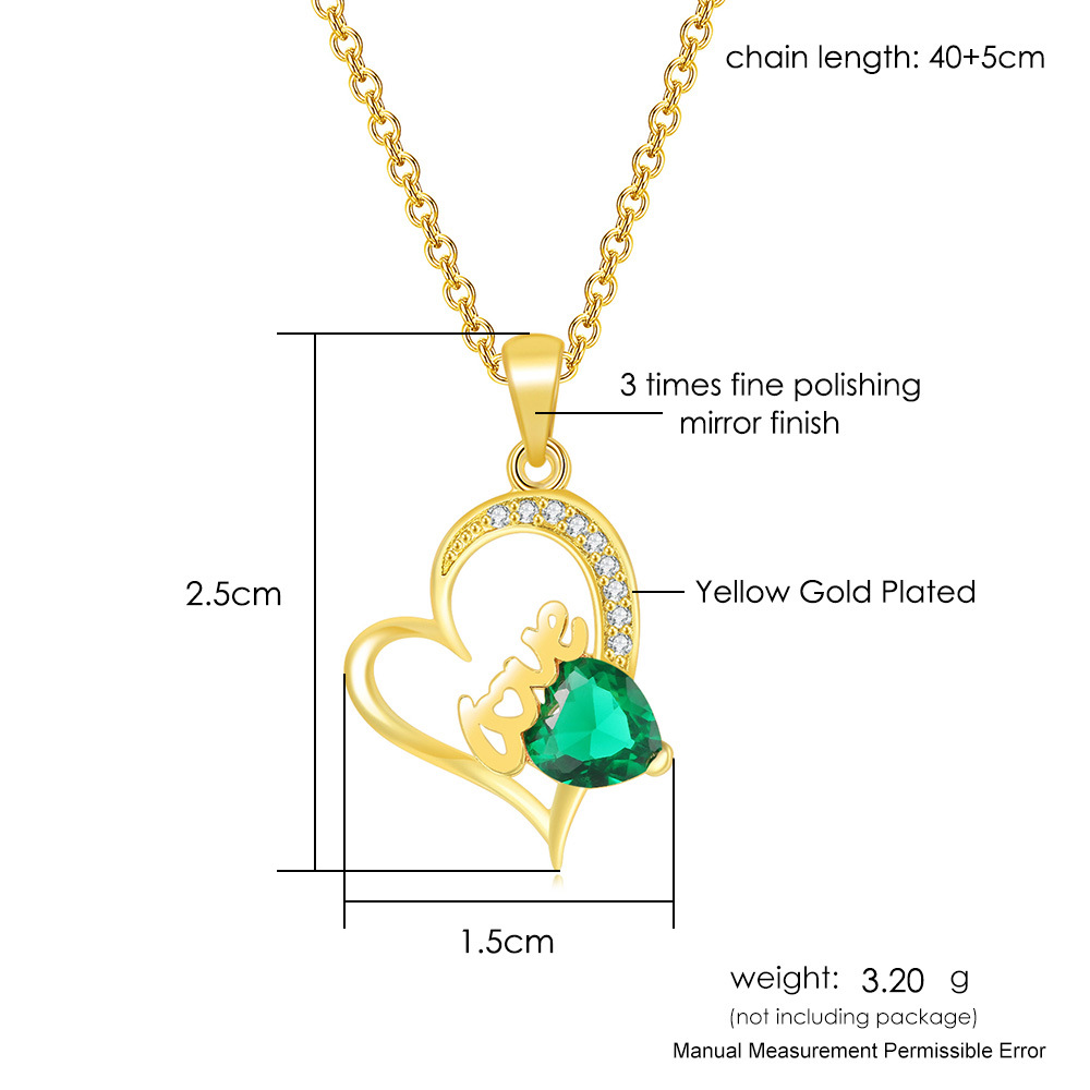 Simple Style Love Heart Shape Copper Polishing Hollow Out Inlay Zircon Pendant Necklace 1 Piece