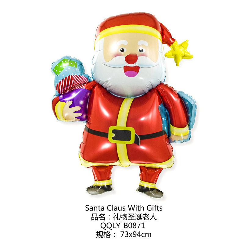 Navidad decoración de dibujos animados globo de aluminio centro comercial tienda fiesta decoración suministros Santa Claus globo
