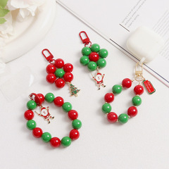 New Christmas Ornament Keychain DIY Flower Pendant Santa Claus Sphere Bead Bracelet Phone Case Decor