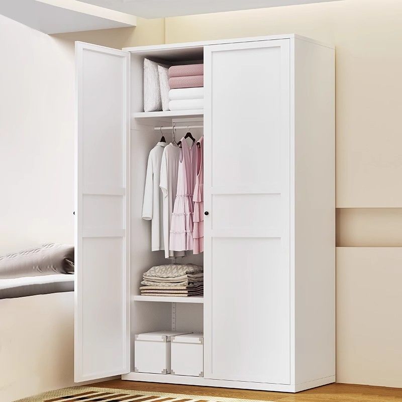 Thickened Iron Wardrobe for Home Use, Bedroom Storage, Cream-Style European Storage Wardrobe, Children's Wardrobe