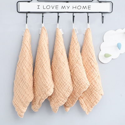 跨境嬰兒紗布口水巾嬰兒方巾新生兒手帕寶寶洗臉巾6層紗布喂奶巾