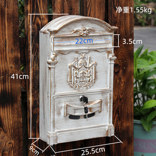 Hongkemen European-style wall-mounted mailbox outdoor rainproof with lock key vintage villa creative mailbox newspaper box