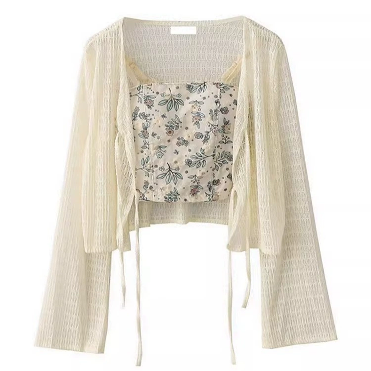 Солнцезащитный кардиган куртка женская летняя тонкая верхняя блузка из тюля с подтяжкой юбка маленькая наружная платка рубашка с кондиционером