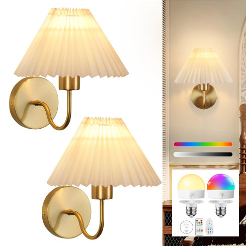 Luz de pared sin cableado transfronteriza americana dormitorio cabecera de cama luz de atmósfera decoración de sala de estar cubierta de lienzo recargable lámpara de pared atenuable