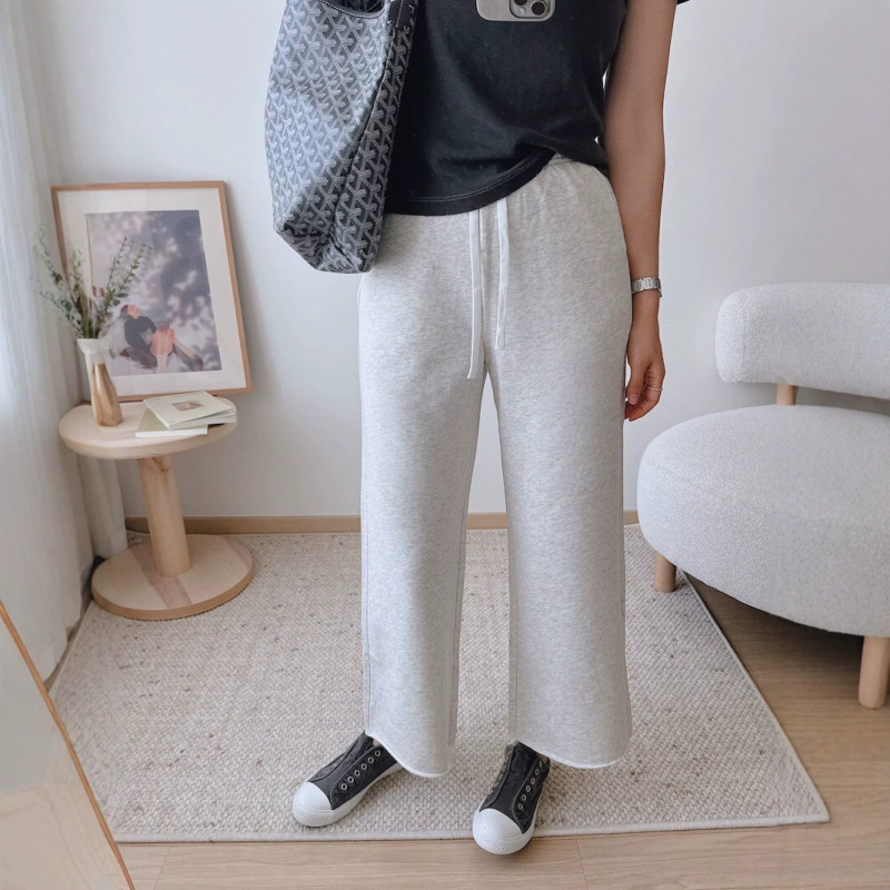 Summer High-Quality Fashionable Drawstring Pants with Frayed Hem, Cropped Sweatpants, Casual Pants for Pregnant Women, Trendy Women's Pants