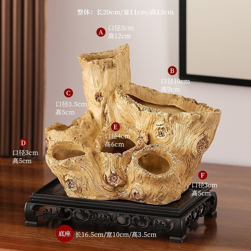 베이스가 있는 특징적인 모조 뿌리 조각 화분 장식품