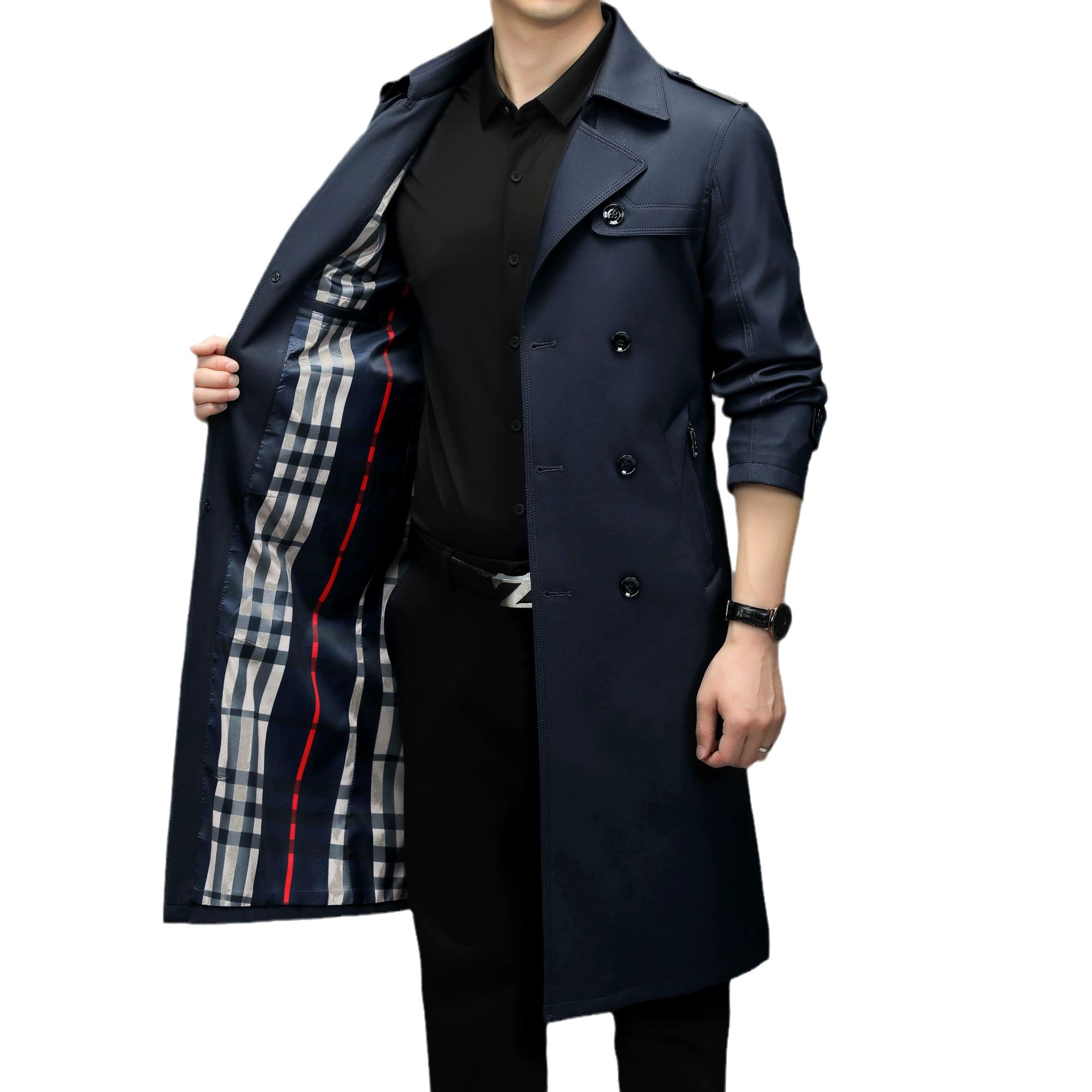 Демисезонное solid trench coat для отдыха, куртка