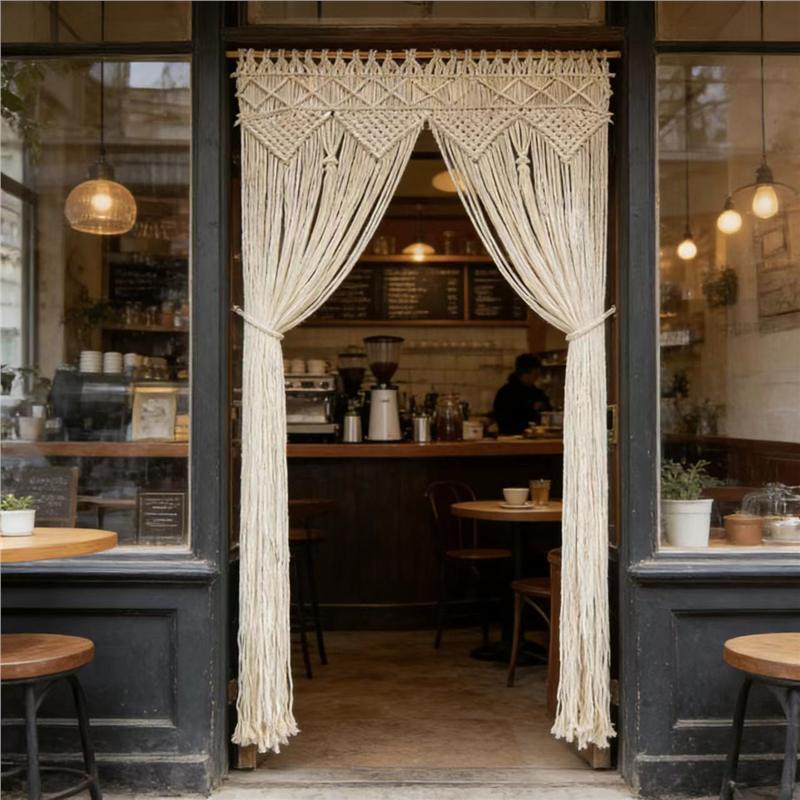 New Handmade Woven Door Curtains, Bohemian Woven Door Curtains, Nordic Tassel Curtains, Homestay Ins Pastoral Forest Style
