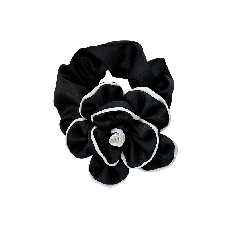 Anillo de cabello de camellia de estilo francés simple satén de alta elástica cuerda de cabello de cola de caballo de correa de correa duradera