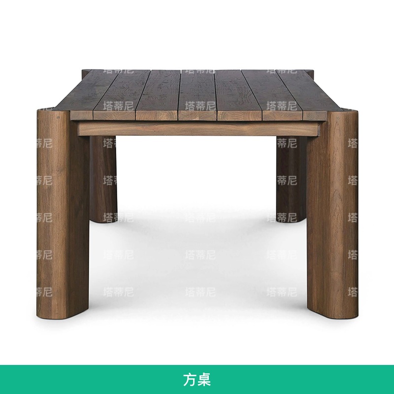 Mesa y silla de madera maciza al aire libre patio chalet silla de ocio mesa larga alojamiento residencial jardín al aire libre terraza tabla de teca