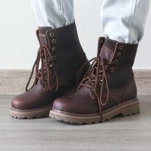 牛皮马丁靴女靴复古短靴真皮圆头工装靴户外皮靴沙漠靴防水机车靴