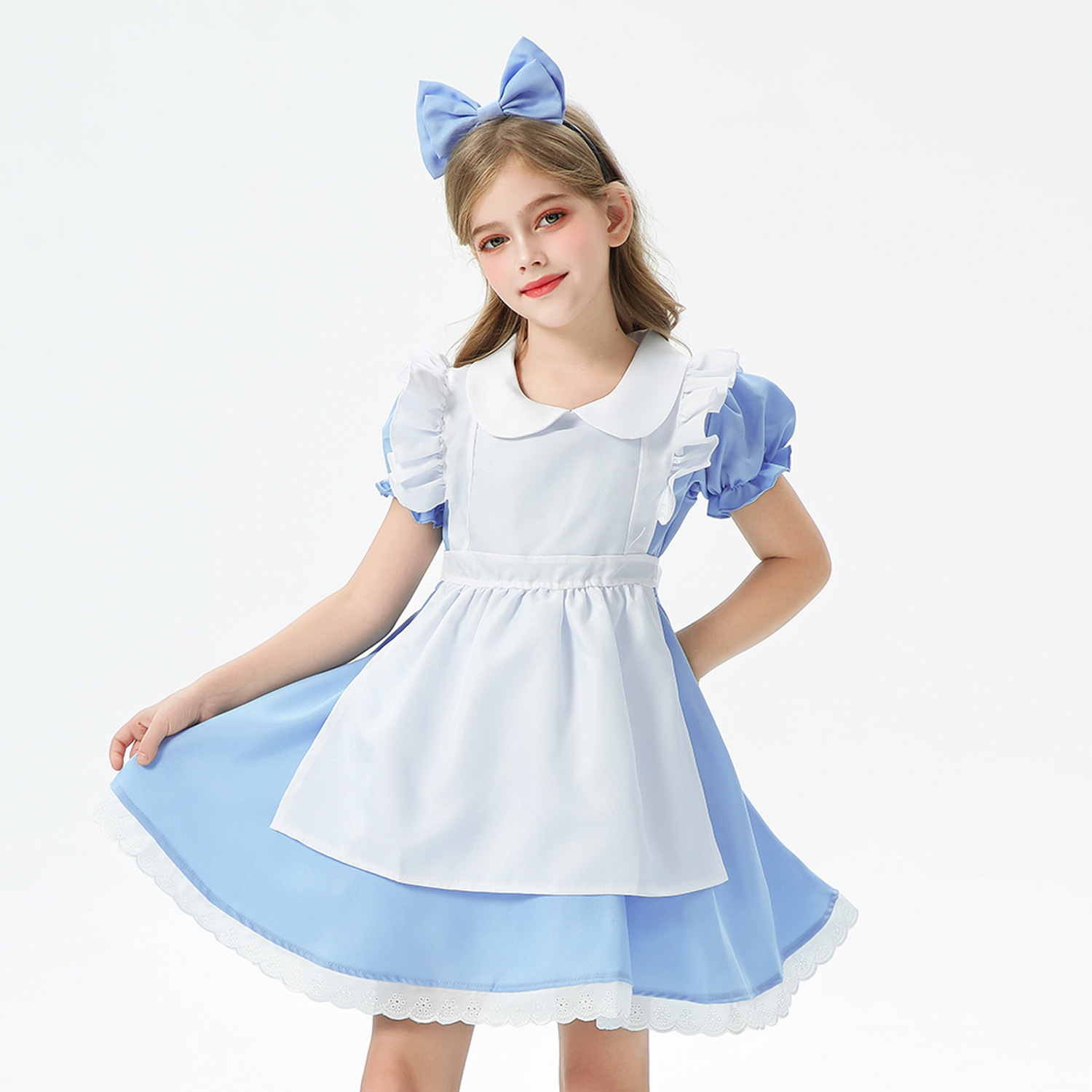 Children's Clothing Blue Alice Maid Costume Girls Stage Performance Costume Lolita Performance Costume Dress