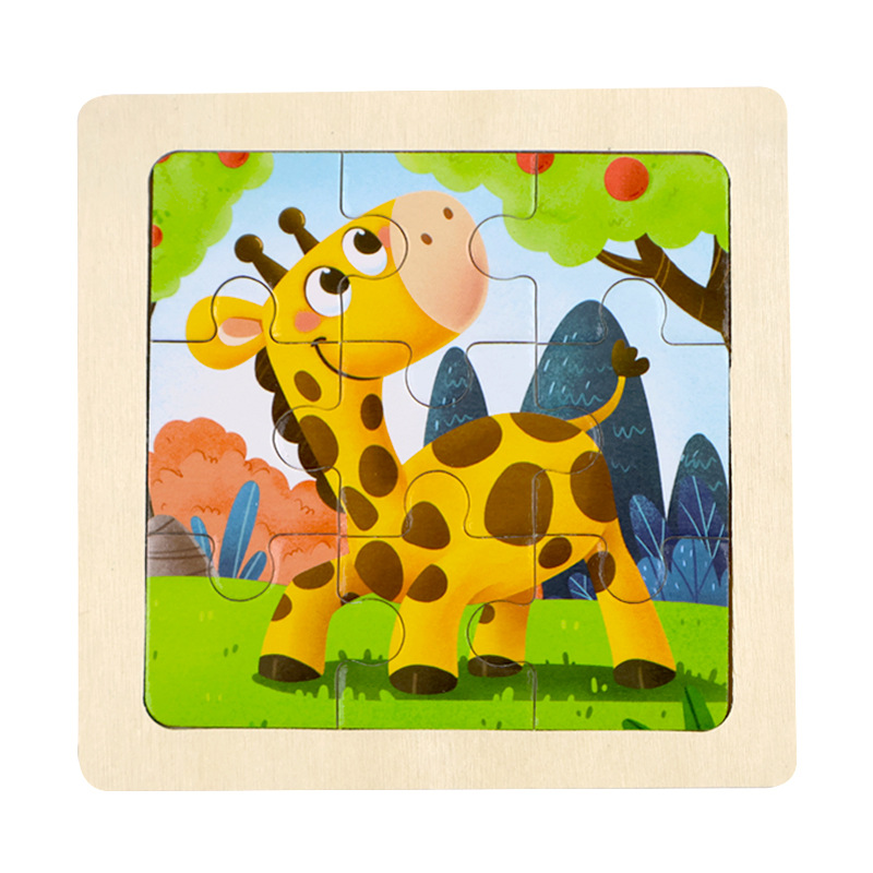 Fábrica directa de niños pequeños 9 piezas de dibujos animados de madera plano rompecabezas puzzle puzzle juguetes de educación temprana para bebés image 53