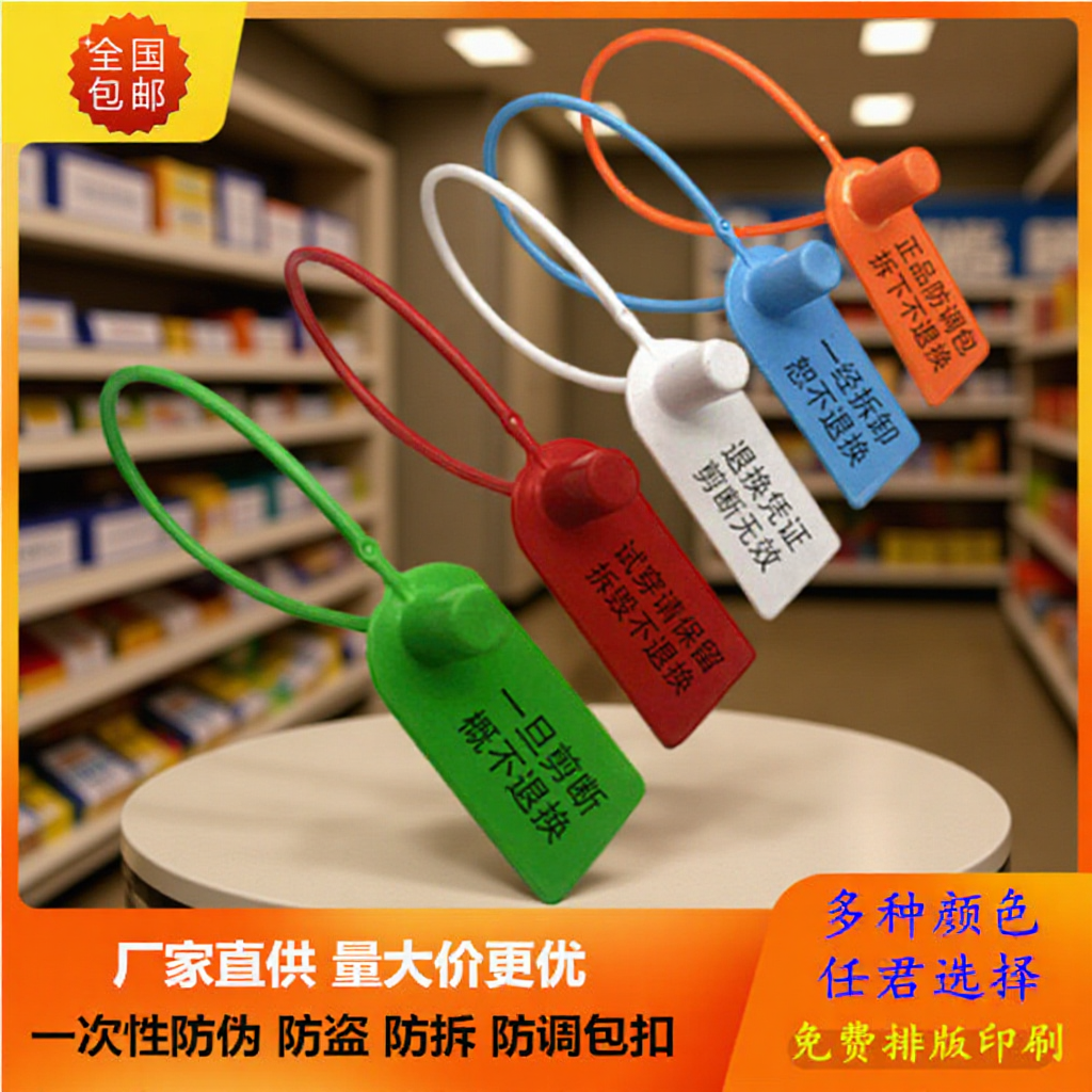 一次性防调包防拆防伪防盗标签防试穿防退换凭证扣塑料封条包邮