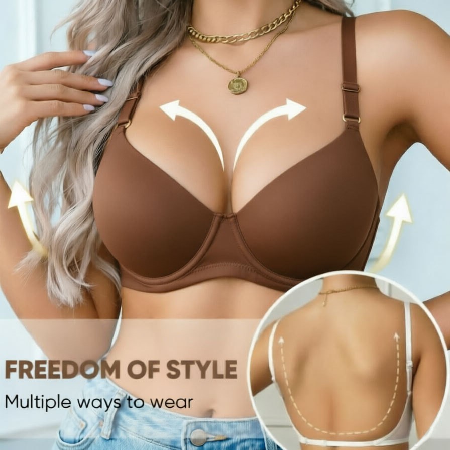 European and American style wireless push-up bra for women, invisible cross-strap sexy lingerie, available in white and brown