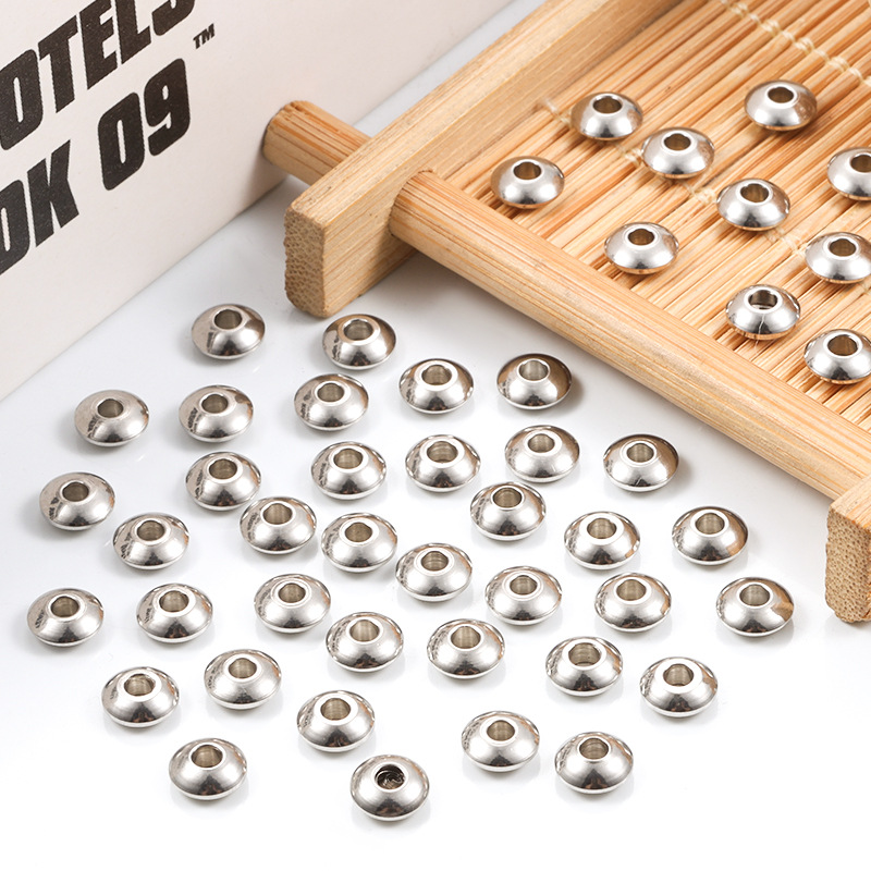 100 PCS/Package 6 * 2mm Hole 2~2.9mm Stainless Steel Solid Color Polished Beads display picture 4