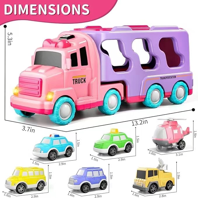 [보라색 수납카] 대형차 1대 + 소형차 6대 - 컬러박스