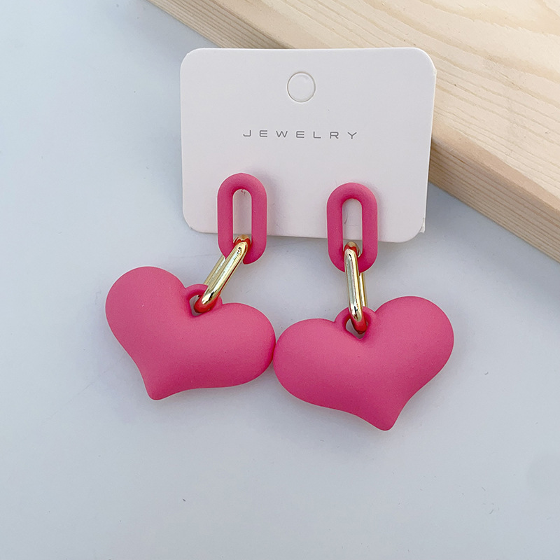18g Weight Drop Earrings Classification 1 Pair Quantity 1 Pair Elegant Heart Shape Stoving Varnish Arylic Drop Earrings
