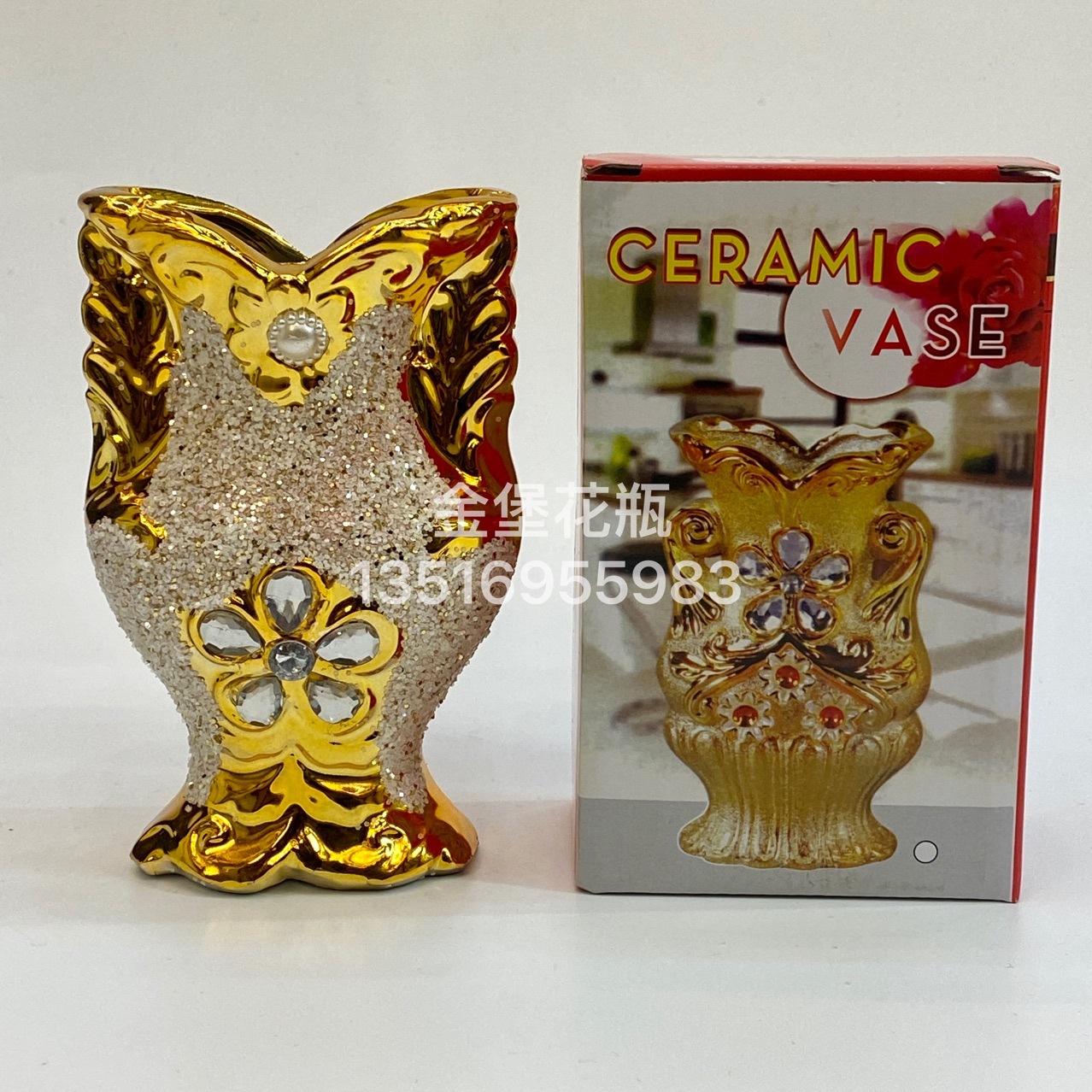 15厘米6寸金色花瓶 陶瓷花瓶详情4