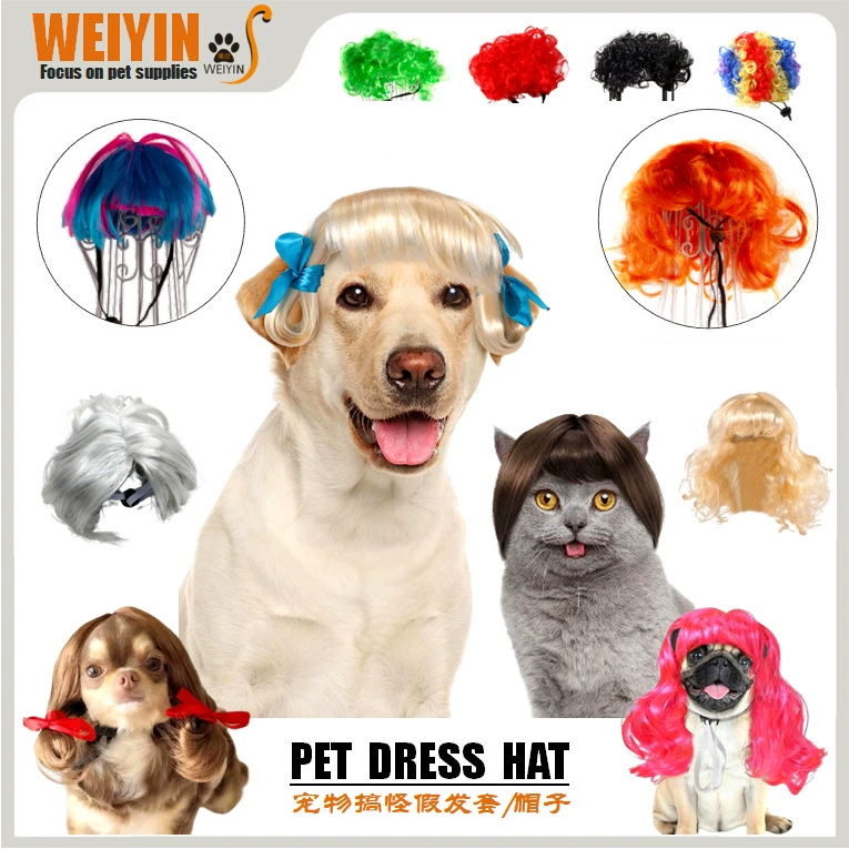 [Принт хвоста WEIYIN] Парик для домашних животных Головной убор для кошек Платье для собак Забавный головной убор Аксессуары для шляп для домашних животных