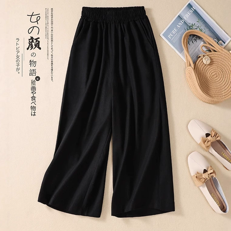 Summer trousers, oversize, plus size, bright catchy style, cotton and linen, loose fit