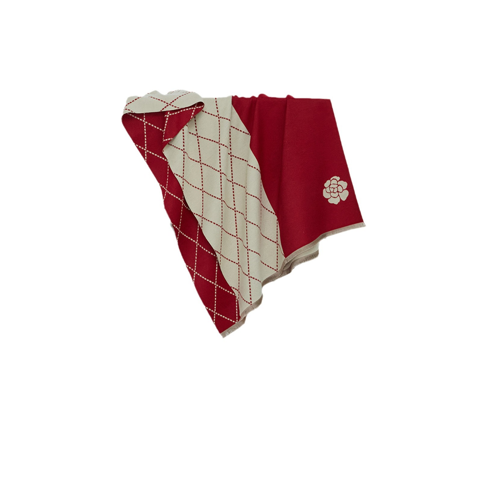 Bufanda mujer estilo cachemir estampado cuadros camelia invierno_voghion.com
