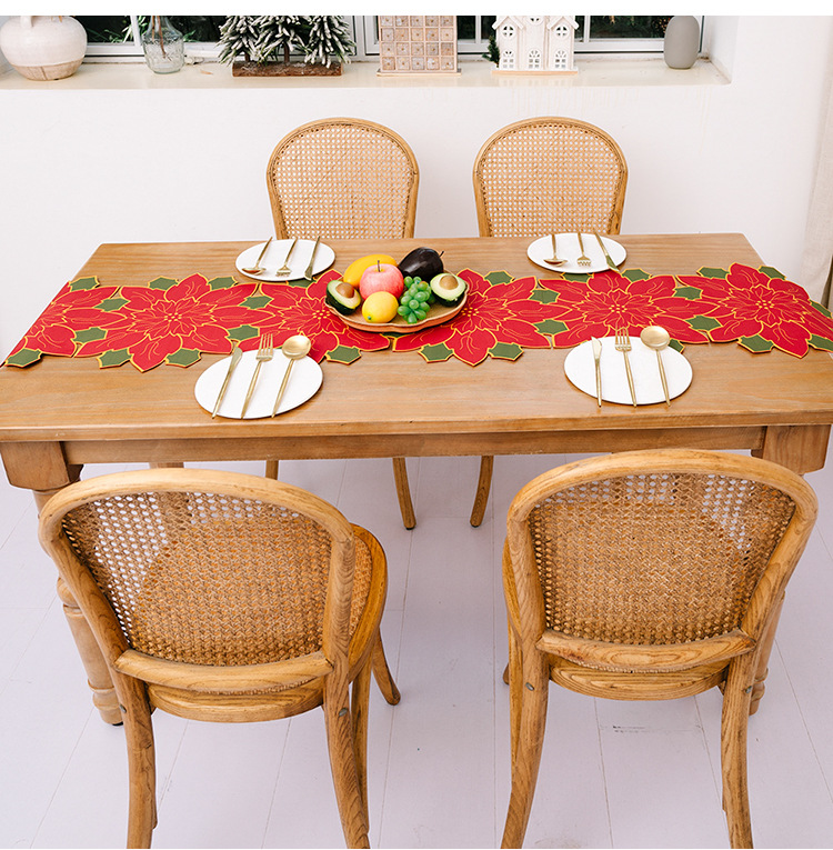 Christmas Decoration Christmas Flower Table Runner Christmas Restaurant Decoration Home Furnishing Tablecloth display picture 3