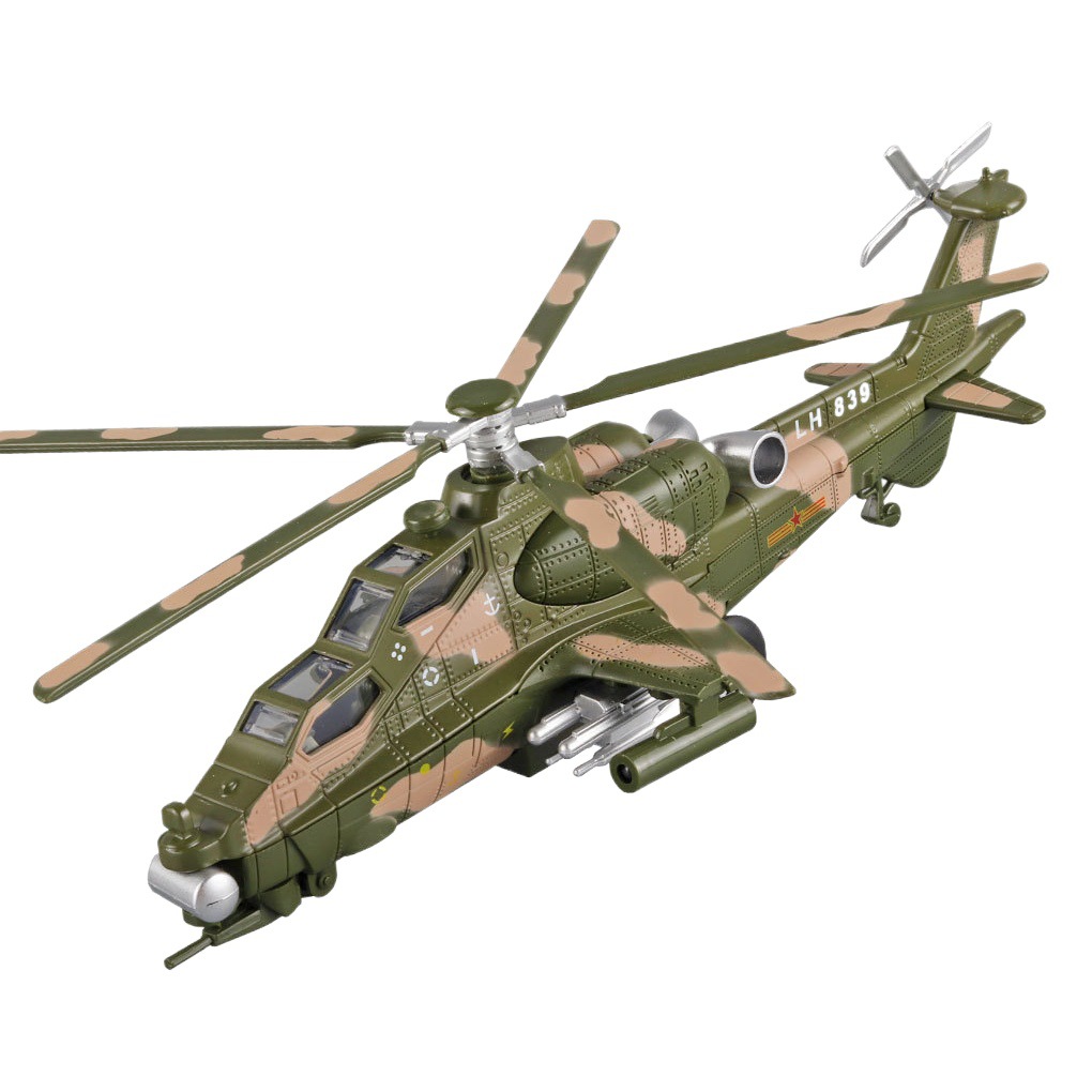 Modelo de Helicóptero de Aleación a Escala 1:28 (en Caja) con Luces, Sonido y Hélices Retráctiles - Souvenir