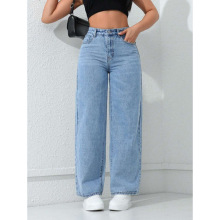 L 94484 Plus Size High Waist Straight Jeans ��a����ֱͲţ��