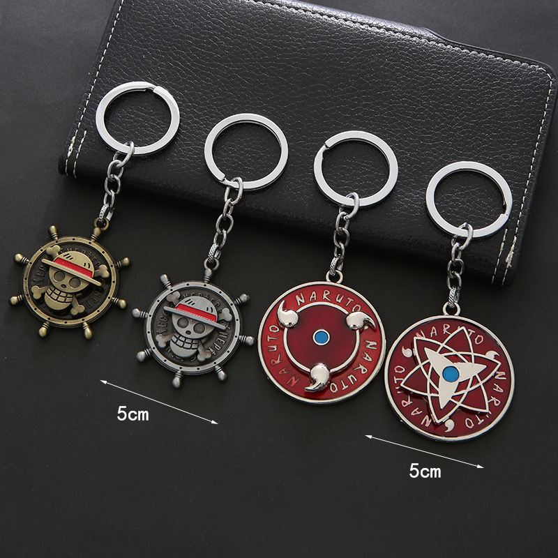 One Piece Naruto Anime Peripheral Keychain Creative Gift Anime Keychain Rotatable Metal Accessories Pendant