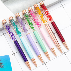 Creative DIY Dry Flower Oil Pen Adorable Top Diamond Hollow Tube Pen Advertorial Ballpoint Pen Oil Gift Pen Laser Logo