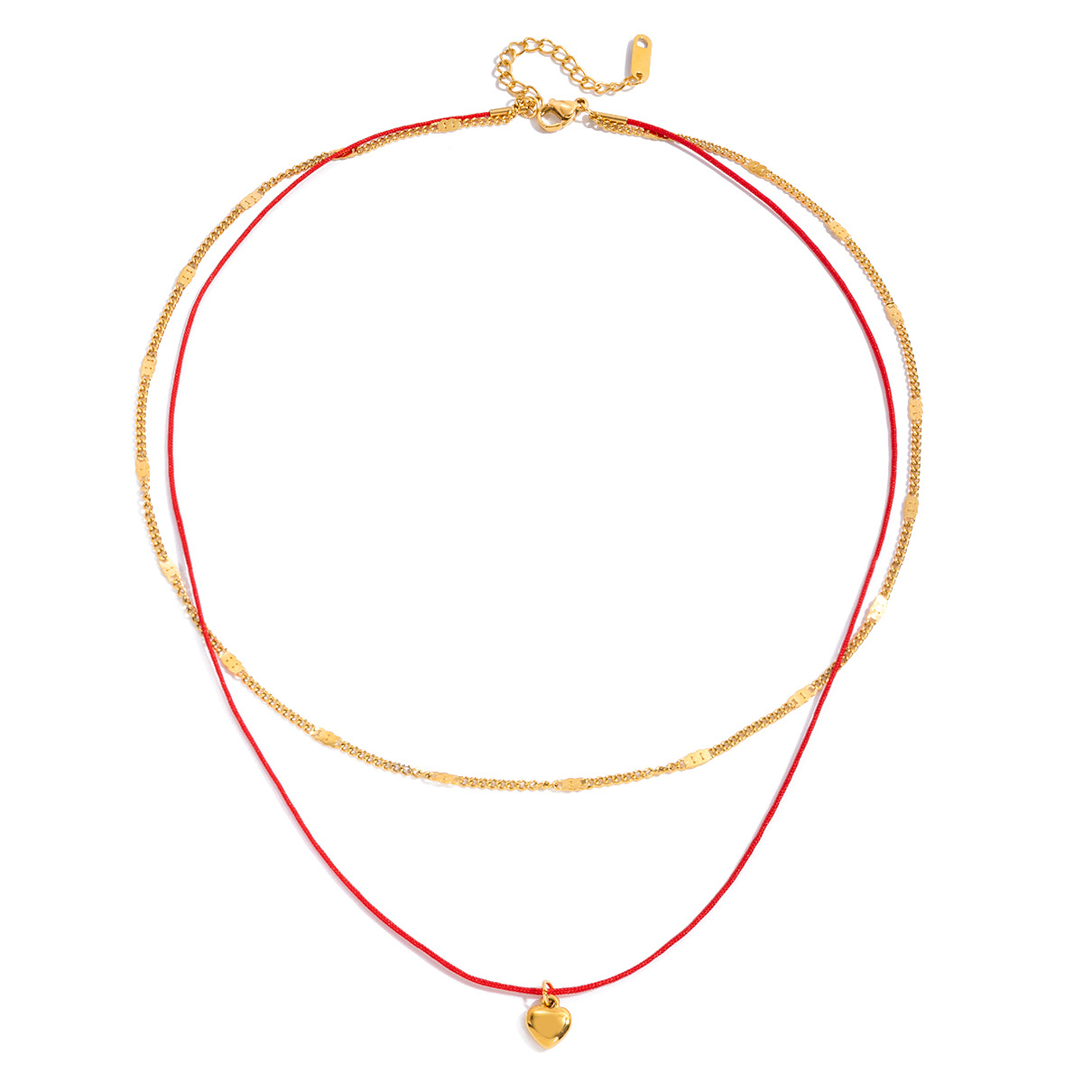 Wanxing amor transfronterizo colgante de acero inoxidable collar de Año Nuevo cuerda roja delicada simple collar de doble capa nicho de alta calidad