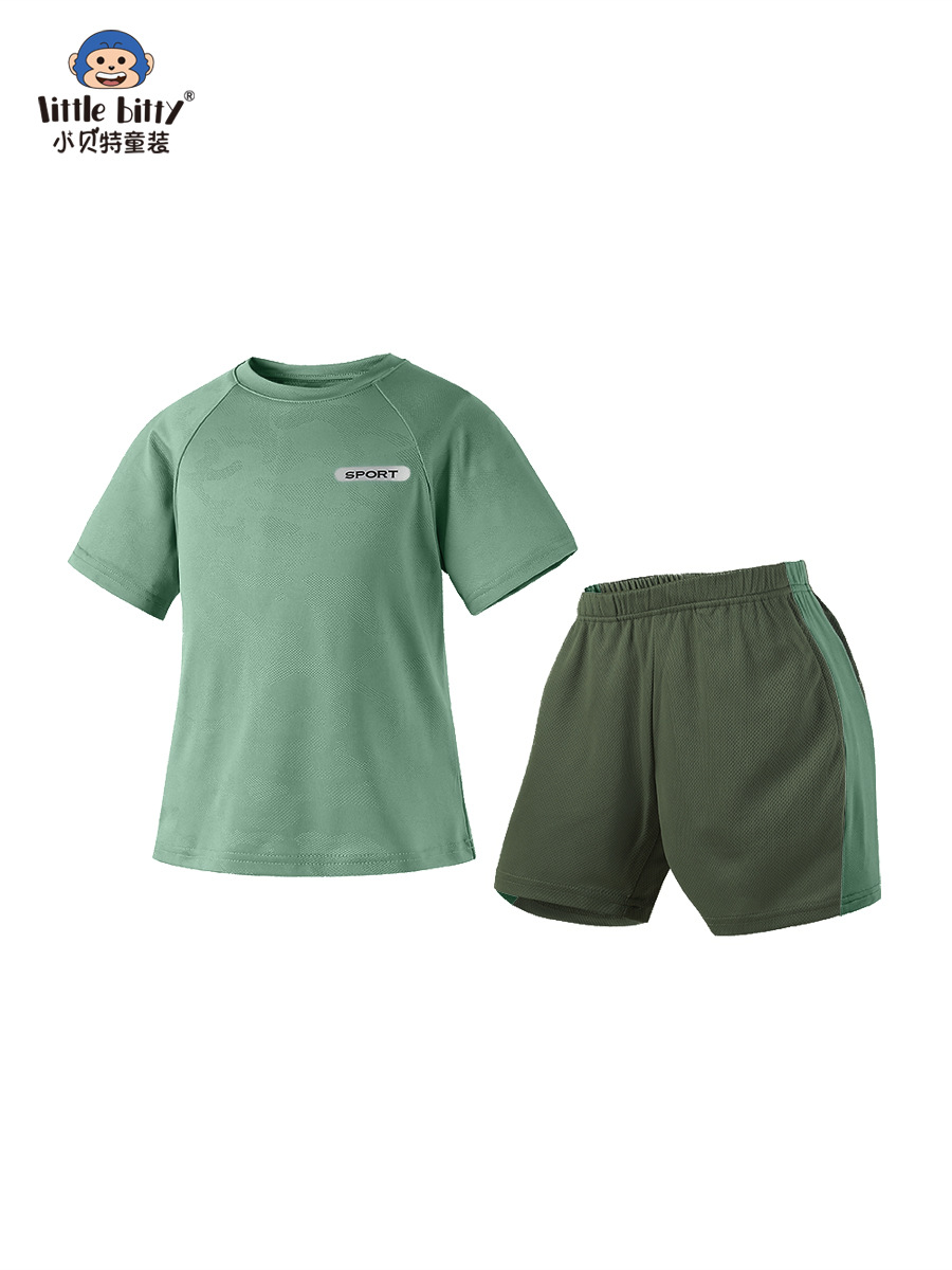 2025 verano nuevo estilo pantalones cortos de manga corta para niños traje de secado rápido de dos piezas de moda casual para niños