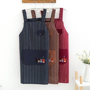 Apron Floriculture Painting Pure Cotton Waiter Work Clothes Women's Kitchen Household Fashion Men's Artistic Apron Creative Bib