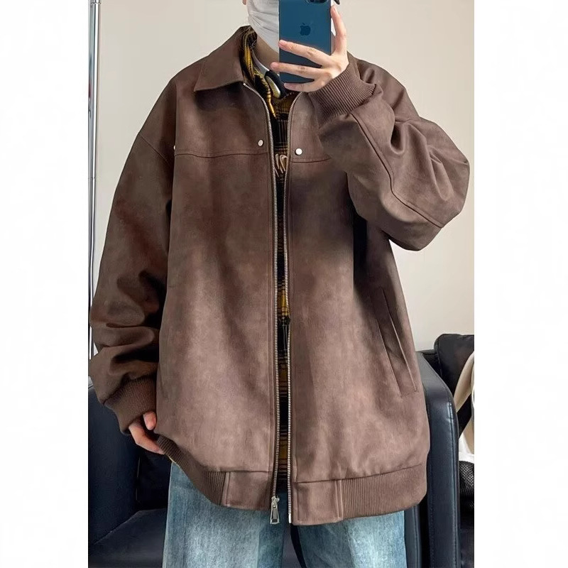 2024 otoño nuevo hombre chaqueta de cuero americano chaqueta de cuero suelta de hombre una tienda de productos