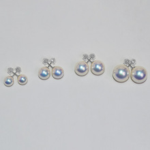 升级全彩极光镜面天女珠珍珠耳钉母贝珍珠耳饰正圆强光珍珠耳钉